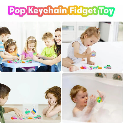 24PCS Pop Fidget Keychain Toys – Stress Relief Sensory Party Favors