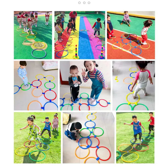 Outdoor Kids Funny Physical Training Sport Toys Lattice Jump Ring Set.